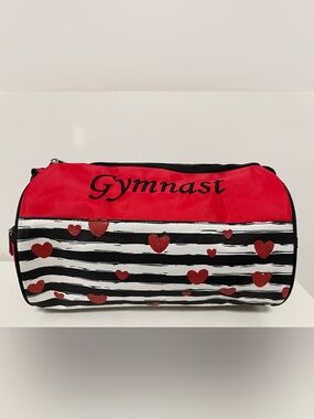 SAS Red and Black Gymnast Duffle with Heart Stripe Design
